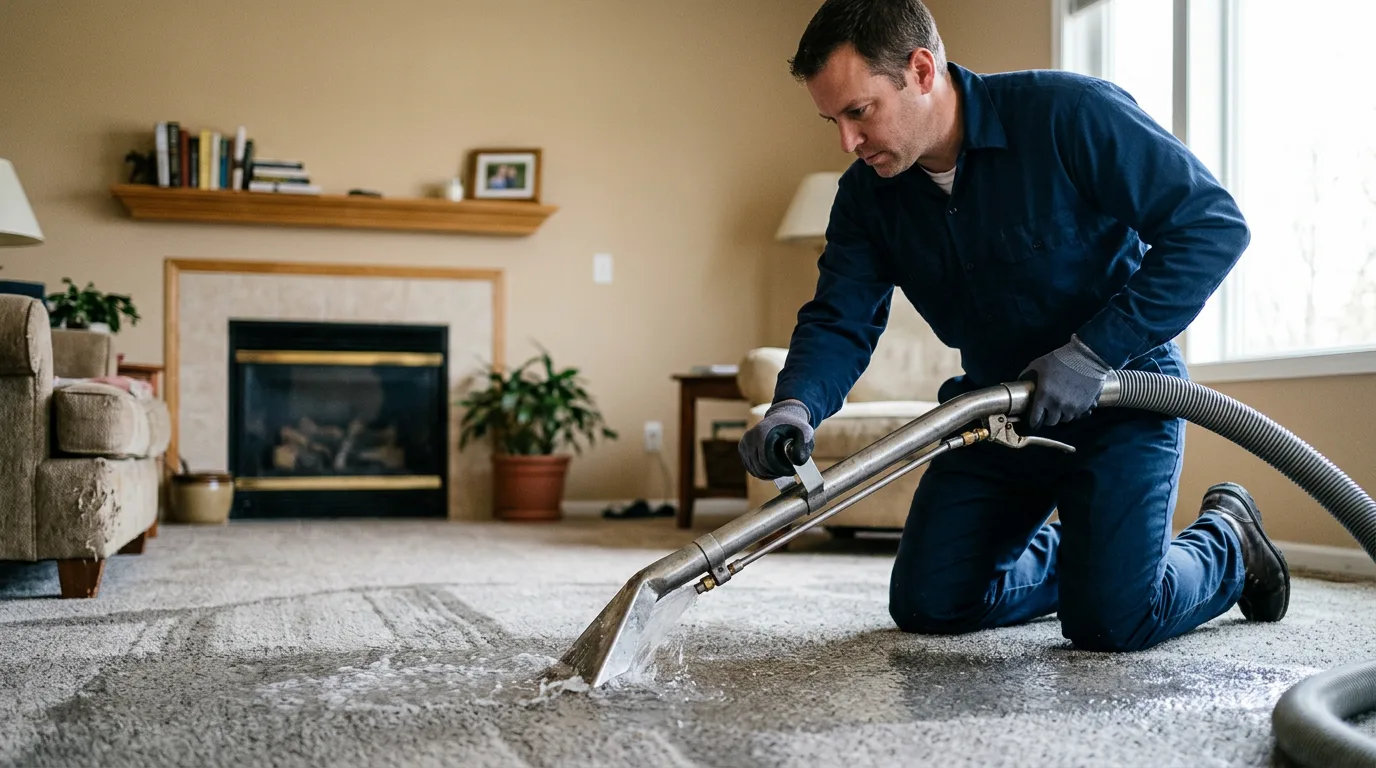 Water damage restoration technician working near Flemington, NJ